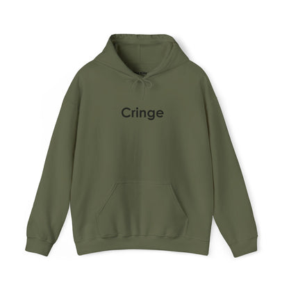 Unisex hoodie featuring the word Cringe across the front from The Killer Tee. 