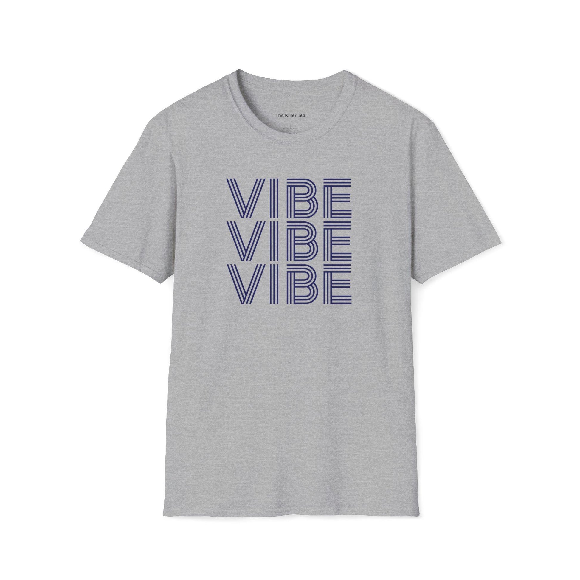 Unisex tee featuring the word VIBE stacked 3 times from The Killer Tee. 