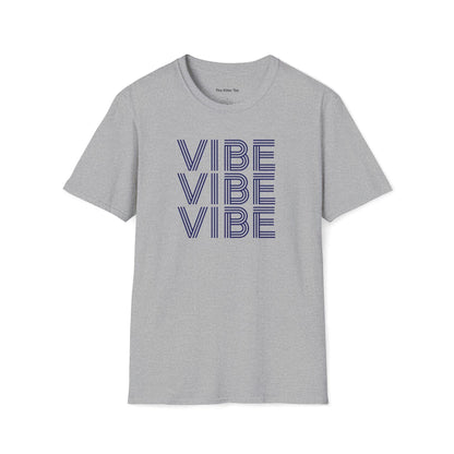 Unisex tee featuring the word VIBE stacked 3 times from The Killer Tee. 